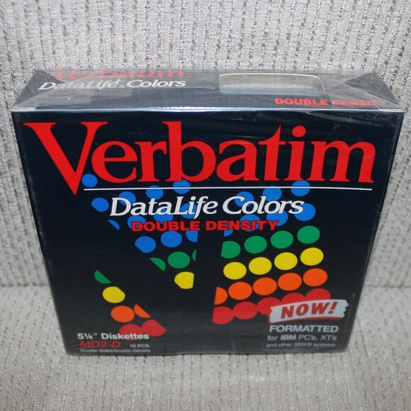 3/77❤️Verbatim DataLife Colors MD2-D 5¼" Diskettes IBM Formatted Double-Sided - Picture 2 of 8